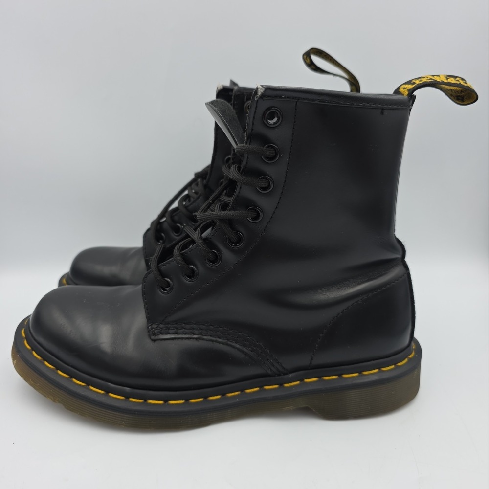 Dr. Martens 11821 Boots Women's 8 Black Leather Grunge Combat 1460 No Insoles
